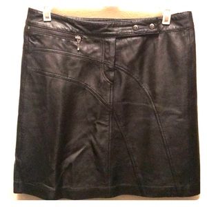 Black leather mini skirt